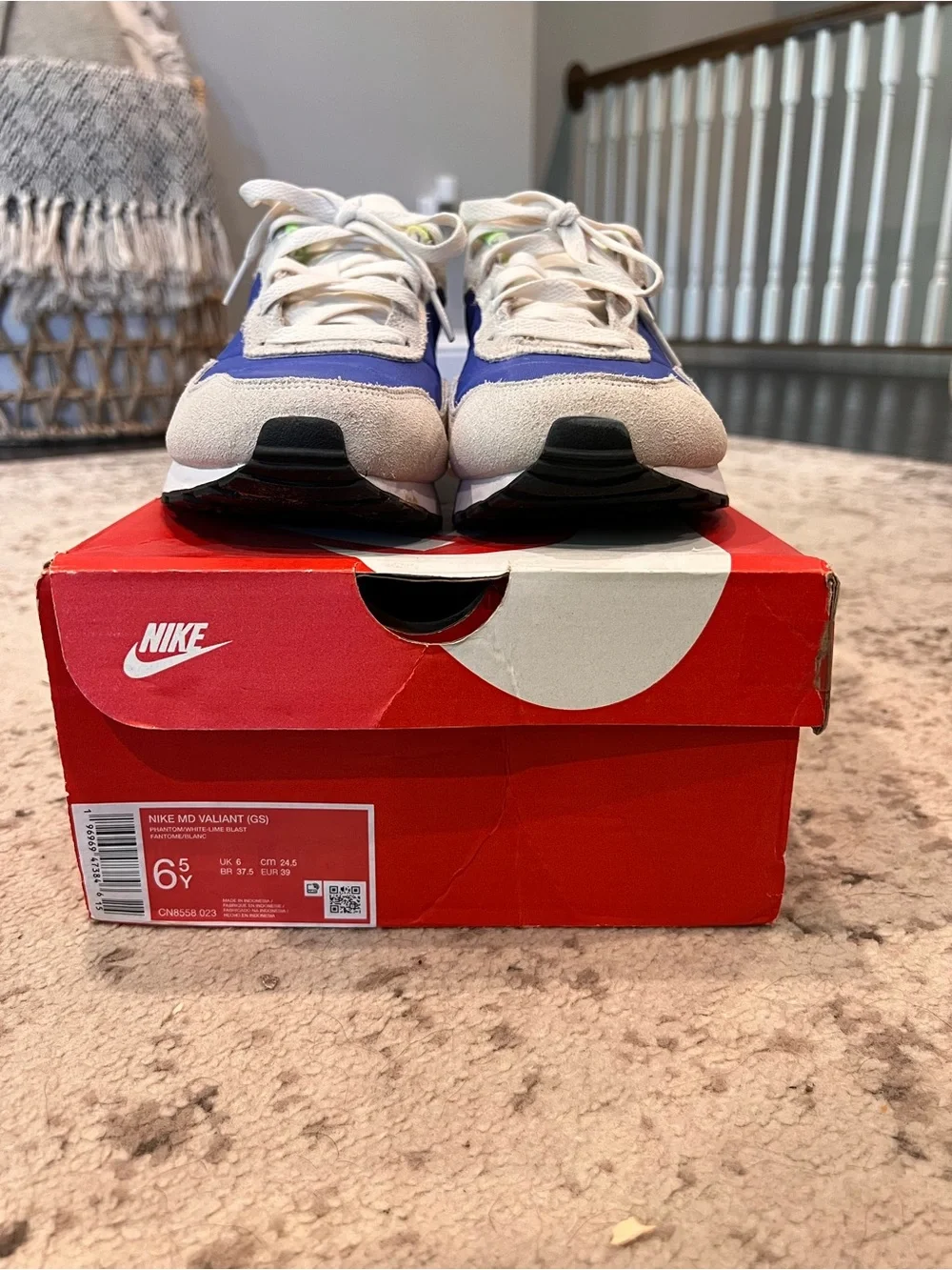 Nike Women’s Blue and Neon Green Retro Sneakers -Fit like women’s 8.